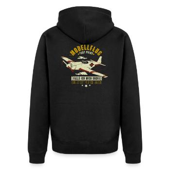Modellflieger Modellflug RC Flugzeug Test Pilot - Unisex Premium Bio Zip Hoodie - Schwarz - Hinten - Nico (187cm)