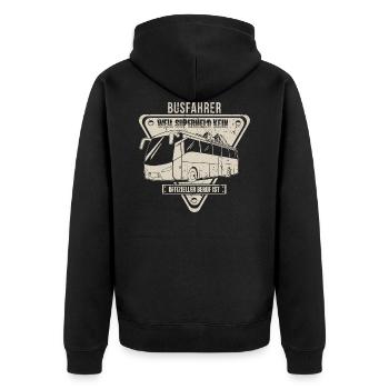 Lustiges Reisebusfahrer Busfahrer Geschenk - Unisex Premium Bio Zip Hoodie - Schwarz - Hinten - Nico (187cm)