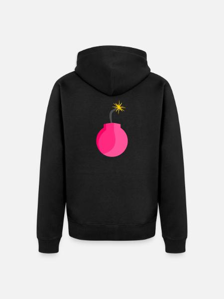 Bomb icon pink - Unisex Premium Organic Zip Hoodie - black