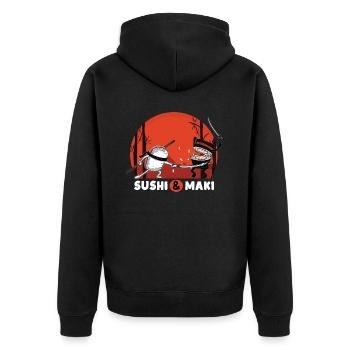 Sushi & Maki - Unisex Premium Organic Zip Hoodie - black - Back - Nico (187cm)