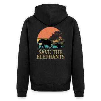 Save The Elephants - Unisex Premium Organic Zip Hoodie - black - Back - Nico (187cm)