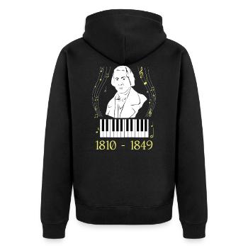 Frederic Chopin - Unisex Premium Bio Zip Hoodie - Schwarz - Hinten - Nico (187cm)