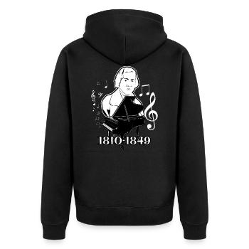 Frederic Chopin - Unisex Premium Bio Zip Hoodie - Schwarz - Hinten - Nico (187cm)