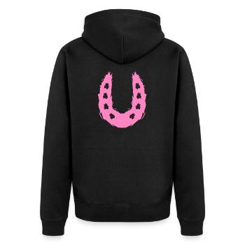 Hufeisen Symbol Pferd - Unisex Premium Bio Zip Hoodie - Schwarz - Hinten - Nico (187cm)