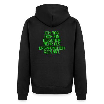 Spruch Ich mag dich ein bisschen mehr Geschenk - Unisex Premium Bio Zip Hoodie - Schwarz - Hinten - Nico (187cm)