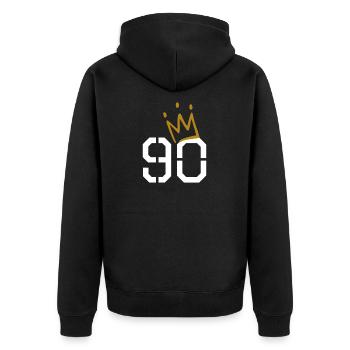90. Geburtstag 90 Krone Oma Opa Geschenk - Unisex Premium Bio Zip Hoodie - Schwarz - Hinten - Nico (187cm)