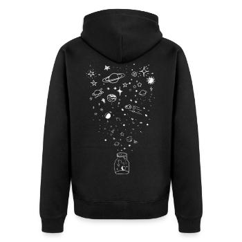 space - Unisex Premium Organic Zip Hoodie - black - Back - Nico (187cm)