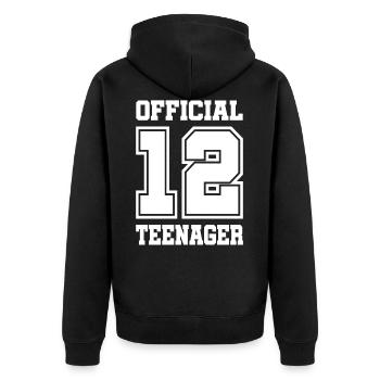 12th birthday teenager gift - Unisex Premium Organic Zip Hoodie - black - Back - Nico (187cm)