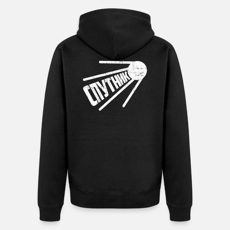 Spoutnik Satellite russe Russie Proverbe Soviet - Veste à capuche bio Premium Unisexe - noir