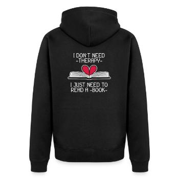 Buch Bücher Spruch Lesen Geschenk - Unisex Premium Bio Zip Hoodie - Schwarz - Hinten - Nico (187cm)