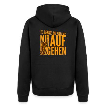 du sollst mich nicht nerven - Unisex Premium Bio Zip Hoodie - Schwarz - Hinten - Nico (187cm)