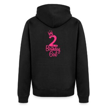 Deuxième anniversaire anniversaire fille - Veste à capuche bio Premium Unisexe - noir - Dos - Nico (187cm)