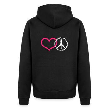 Coeur et paix symbole paix - Veste à capuche bio Premium Unisexe - noir - Dos - Nico (187cm)
