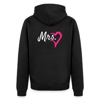 Mrs Herz - Unisex Premium Bio Zip Hoodie - Schwarz - Hinten - Nico (187cm)