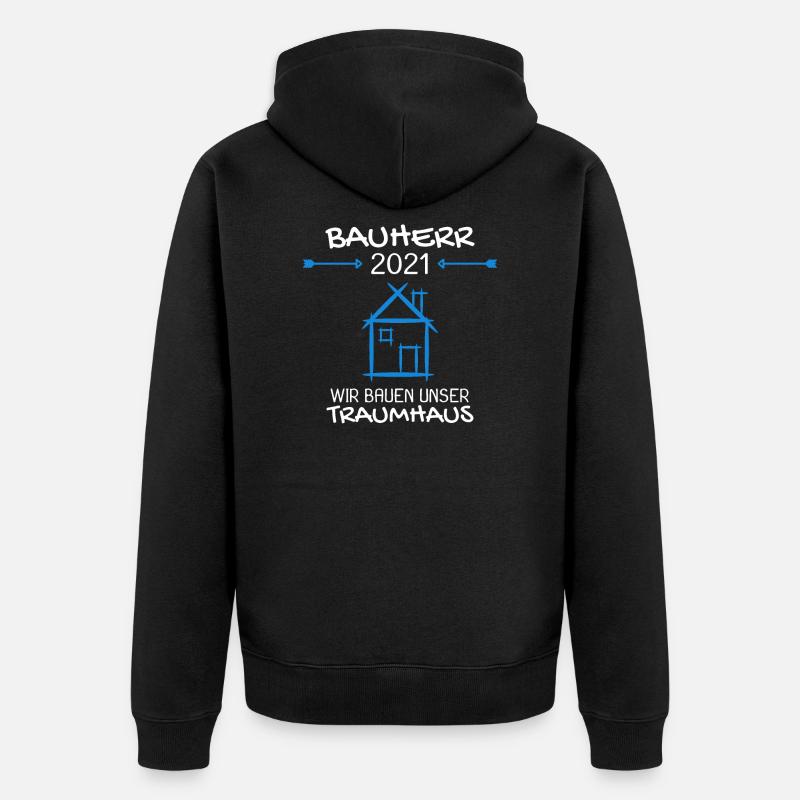 Bauherr Mann 2021 Geschenk - Unisex Premium Bio Zip Hoodie - Schwarz