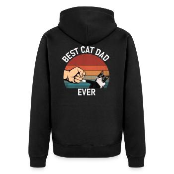 Cat Dad Best Cat Dad Ever Cat Lovers - Unisex Premium Organic Zip Hoodie - black - Back - Nico (187cm)