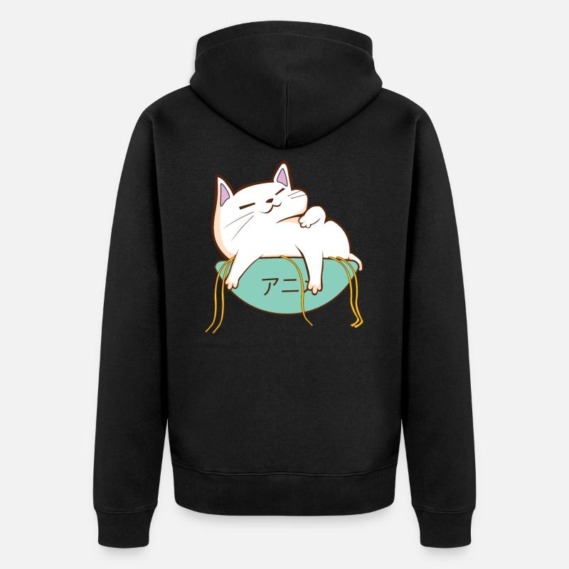 Anime chat ramen plein - Veste à capuche bio Premium Unisexe - noir