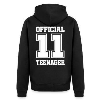 11th birthday teenager gift - Unisex Premium Organic Zip Hoodie - black - Back - Nico (187cm)