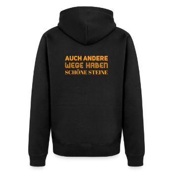 ich will andere Steine auf meinem Weg - Unisex Premium Bio Zip Hoodie - Schwarz - Hinten - Nico (187cm)