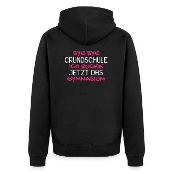 Gymnasium Einschulung Schulbeginn Geschenk - Unisex Premium Bio Zip Hoodie - Schwarz - Hinten - Nico (187cm)