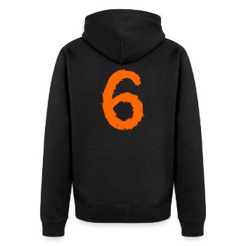 Zahl 6 Nummer Sechs 6. Geburtstag Geschenk - Unisex Premium Bio Zip Hoodie - Schwarz - Hinten - Nico (187cm)