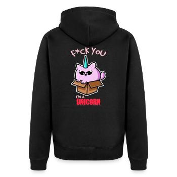 Fuck you I'm a unicorn - Unisex Premium Organic Zip Hoodie - black - Back - Nico (187cm)