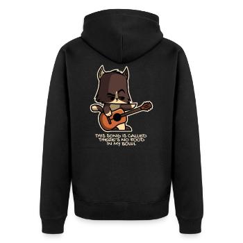 Chat guitariste drôle - Veste à capuche bio Premium Unisexe - noir - Dos - Nico (187cm)
