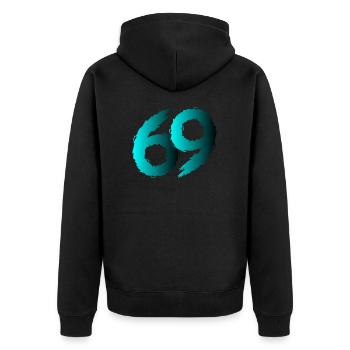 69 symbol number sixty nine - Unisex Premium Organic Zip Hoodie - black - Back - Nico (187cm)