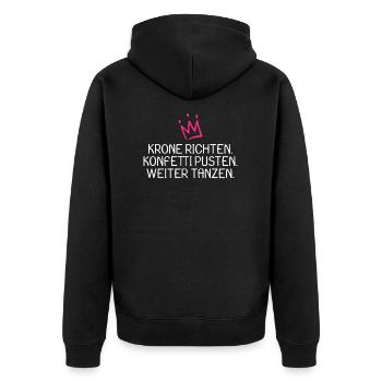 Krone richten Konfetti pusten weiter tanzen witzig - Unisex Premium Bio Zip Hoodie - Schwarz - Hinten - Nico (187cm)