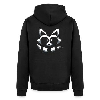 Waschbär im Minimalism-Design - Unisex Premium Bio Zip Hoodie - Schwarz - Hinten - Nico (187cm)
