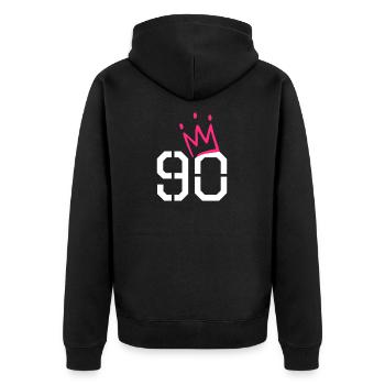 90 couronne - 90e anniversaire - cadeau - Veste à capuche bio Premium Unisexe - noir - Dos - Nico (187cm)