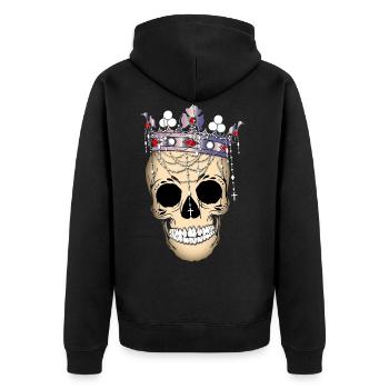 Skull with crown - Unisex Premium Organic Zip Hoodie - black - Back - Nico (187cm)