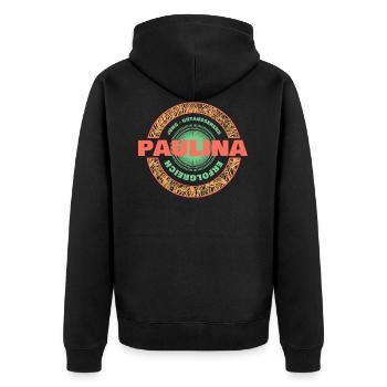 Paulina - Unisex Premium Bio Zip Hoodie - Schwarz - Hinten - Nico (187cm)