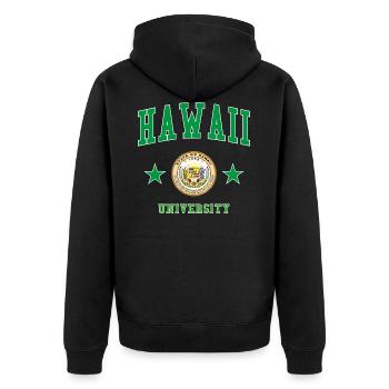 Hawaii University - Unisex Premium Bio Zip Hoodie - Schwarz - Hinten - Nico (187cm)