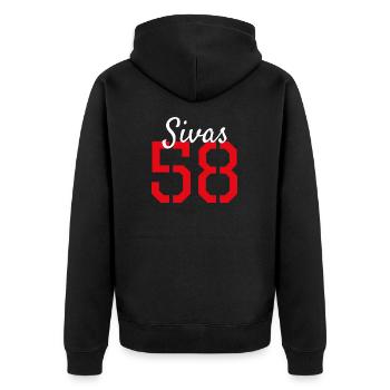 Sivas 58 Türkei Geschenk - Unisex Premium Bio Zip Hoodie - Schwarz - Hinten - Nico (187cm)