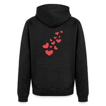 Herz - Liebe - Herzchen - muster - - Linie - Unisex Premium Bio Zip Hoodie - Schwarz - Hinten - Nico (187cm)