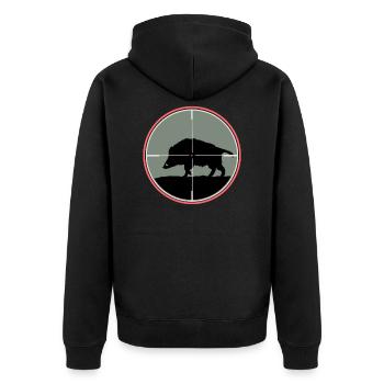 Keiler Wildschwein Schwarzwild Sau Boar Wildsau - Unisex Premium Bio Zip Hoodie - Schwarz - Hinten - Nico (187cm)