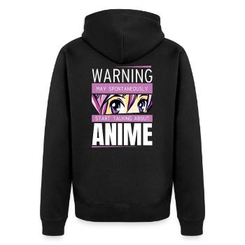 Avertissement d'anime Spontané - Veste à capuche bio Premium Unisexe - noir - Dos - Nico (187cm)