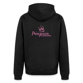 Prinzessin - Unisex Premium Bio Zip Hoodie - Schwarz - Hinten - Nico (187cm)