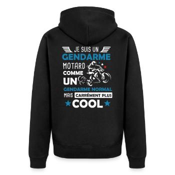 Gendarme motard cadeau drôle moto - Veste à capuche bio Premium Unisexe - noir - Dos - Nico (187cm)