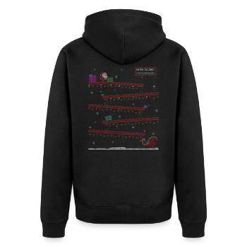 Pull de Noël laid de cadeaux de jeu rétro - Veste à capuche bio Premium Unisexe - noir - Dos - Nico (187cm)