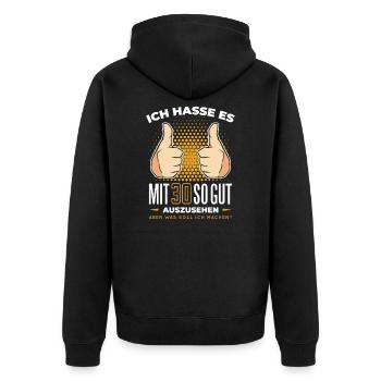 30. Geburtstag 30 Jahre alt Lustige Sprüche - Unisex Premium Bio Zip Hoodie - Schwarz - Hinten - Nico (187cm)
