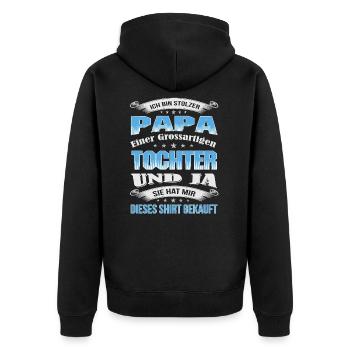 Vater und Tochter Vatertag - Unisex Premium Bio Zip Hoodie - Schwarz - Hinten - Nico (187cm)