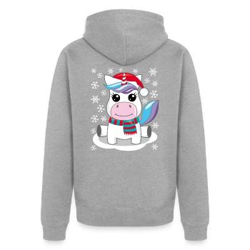 Unicorn Christmas gift Christmas present - Unisex Premium Organic Zip Hoodie - heather grey - Back - Nico (187cm)