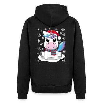 Unicorn Christmas gift Christmas present - Unisex Premium Organic Zip Hoodie - black - Back - Nico (187cm)