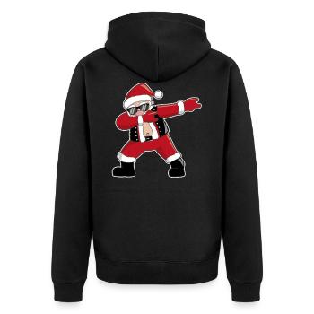 Cooler Dabbing Weihnachtsmann Weihnachten Geschenk - Unisex Premium Bio Zip Hoodie - Schwarz - Hinten - Nico (187cm)
