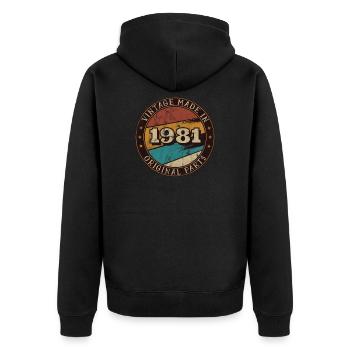 1981 Geburtstag Vintage Geschenkidee - Unisex Premium Bio Zip Hoodie - Schwarz - Hinten - Nico (187cm)