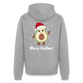 Avocado Christmas gift Christmas present - Unisex Premium Organic Zip Hoodie - heather grey - Back - Nico (187cm)