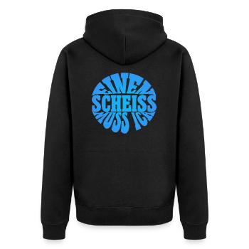 Einen Scheiss muss ich - Unisex Premium Bio Zip Hoodie - Schwarz - Hinten - Nico (187cm)