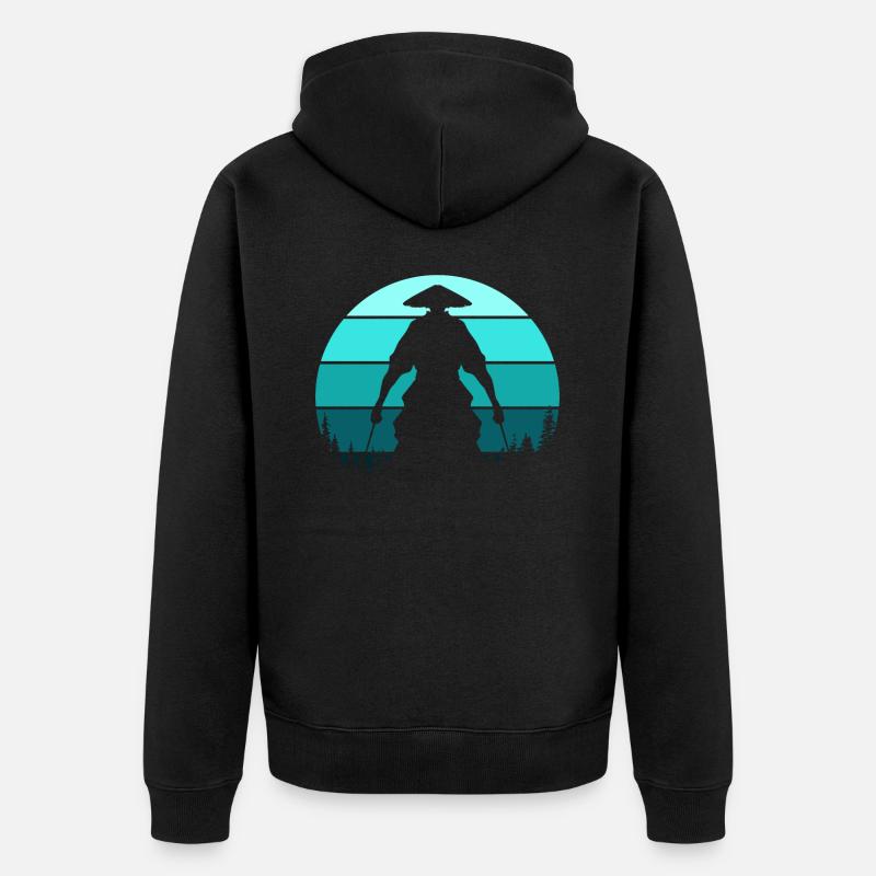 Samurai Silhouette - Unisex Premium Bio Zip Hoodie - Schwarz